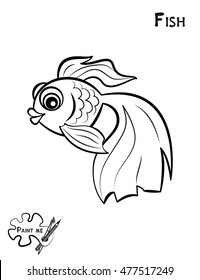 Children's coloring book that says Paint me. Fish