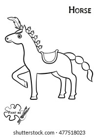 Children's coloring book that says Paint me. Horse
