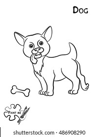Children's coloring book that says Paint me. Dog