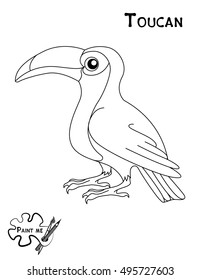 Children's coloring book that says Paint me. Toucan