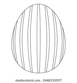 Childrens coloring books. Easter egg decorated with stripes. Vector black and white drawing