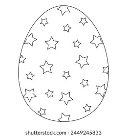 Childrens coloring books. An Easter egg decorated with stars. Vector contour drawing