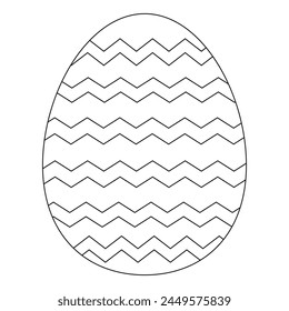 Childrens coloring books. An Easter egg decorated with zig-zag lines. Vector contour drawing