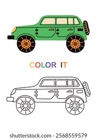 Children's coloring Car SUV. Vector illustration of a car is suitable for children's coloring.