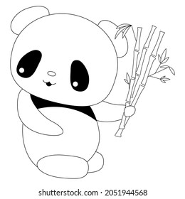 Children's coloring, cute panda. Vector illustration