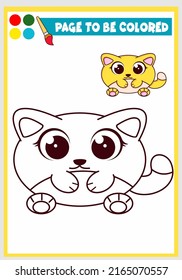 Children's coloring illustration with cute cat