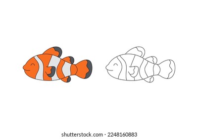 ilustración de color para niños con plantilla de vector de peces