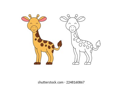 ilustración de color para niños con plantilla de vector de jirafa