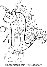 Childrens coloring page. character design monster
