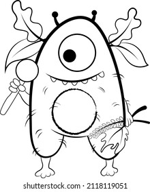 Childrens coloring page. Character design autumn monster svg