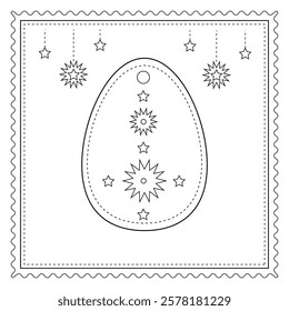 children's coloring page for Easter with an egg decorated with patterns on a white background 