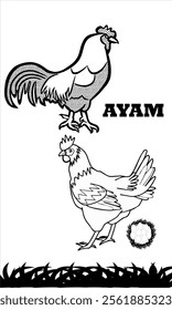 children's coloring picture sketch - animal theme - chicken