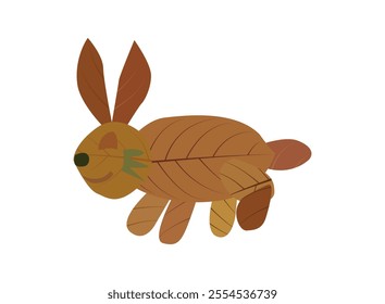 Children's creativity in forming rabbits from dry leaves, ideal for protecting the environment and suitable for spring celebrations