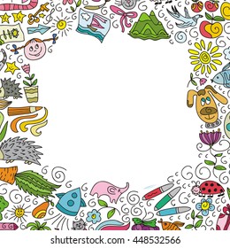 Children's creativity frame. Vector illustration.