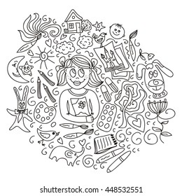 Children's creativity. Vector illustration.