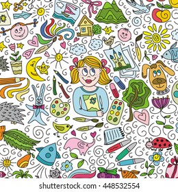 Children's creativity. Vector illustration.