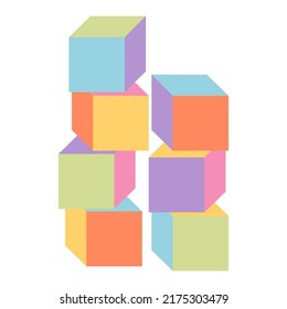 Children's cubes set on a white background. Vector illustration.