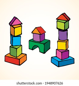 Children's cubes. Vector drawing toys