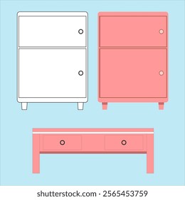 children's cupboard and study table. vector