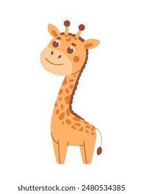 Kinder süßes Tier. Giraffe isoliert auf weißem Hintergrund. Savannentiere.