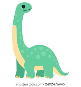 Niños lindo animal. Bonito dinosaurio. Personaje plano para niños. Ilustración vectorial