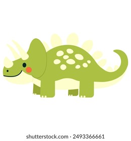 Niños lindo animal. Bonito dinosaurio. Personaje plano para niños. Ilustración vectorial