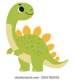 Childrens cute animal. Pretty green dinosaur. Flat character for children. Vector illustration