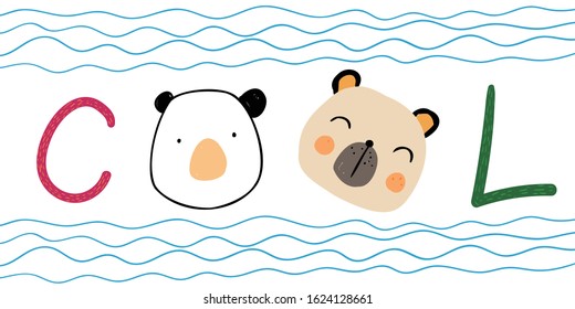 Children's cute animal slogan illustration