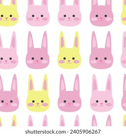 Childrens cute background, childrens cute pattern. Pink bunny seamless pattern, little rabbit bunny pattern vector for prints, fabric, and patterns.  