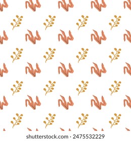 Childrens cute fashion pattern. Childish nursery seaweed seamless background. Marine life elements pattern. Nursery design. Pastel colors. Ocean plants background, seaweed print.