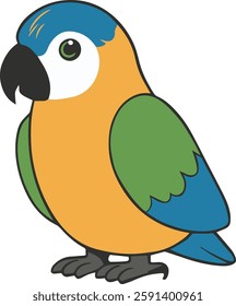 "Children's Cute Parrot Stickers Collection - Adorable Cartoon Macaw Birds Illustration for Kids' Prints