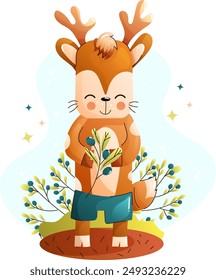 Childrens cute poster with a cartoon deer