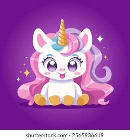 Childrens cute poster. Magical unicorn. Print for t-shirt or sticker. Hand drawing vector illustration.