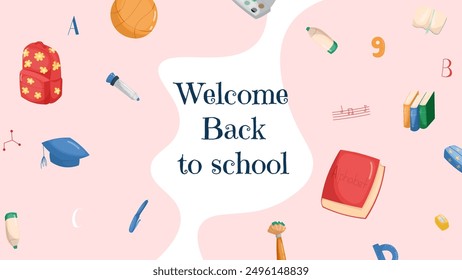 Childrens cute school poster. Back to school. Usable for your flyer, template, post, bussiness.