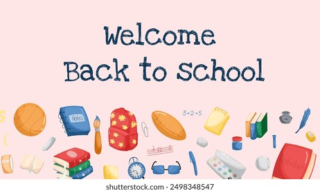 Childrens cute school poster. Back to school. Usable for your flyer, template, post, bussiness.