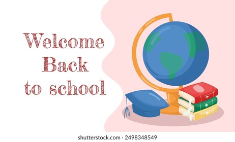 Childrens cute school poster. Back to school. Usable for your flyer, template, post, bussiness.