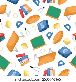 Childrens cute school. School supplies pattern. Back to school concept. Seamless pattern of school elements.