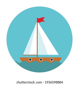 Children's Cute ship simple icon. Vector Illustration EPS10