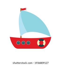 Children's Cute ship simple icon. Vector Illustration EPS10