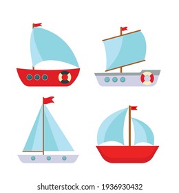 Children's Cute ship simple icon. Vector Illustration EPS10