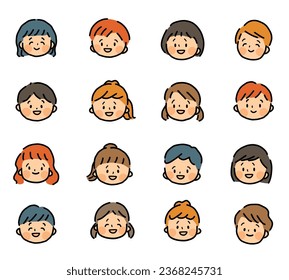 Children's cute smile expression set.