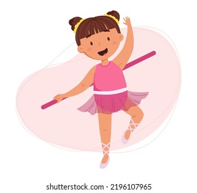 Children's daily routine vector illustration. Cute cheerful girl study in ballet class. Scheduler. Ideal for children's calendars, posters, day planners and diaries.