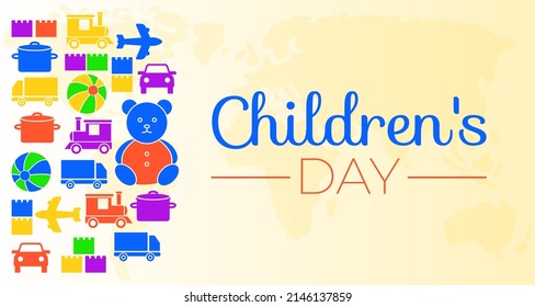 Children's Day Background Illustration with Toys