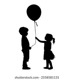 Children's Day Balloon Silhouette Illustration