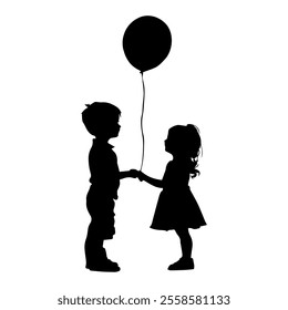 Children's Day Balloon Silhouette Illustration