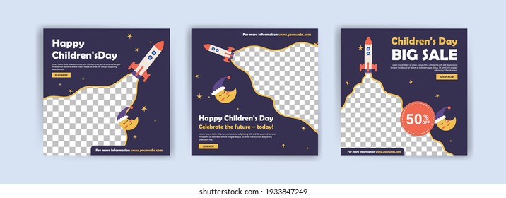 Children's Day. Children's Day banner template. Promotional banner for social media post.