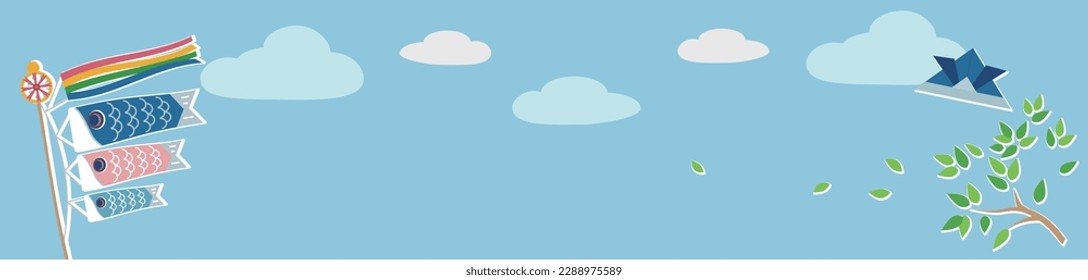 Children's Day carp streamer and blue sky background