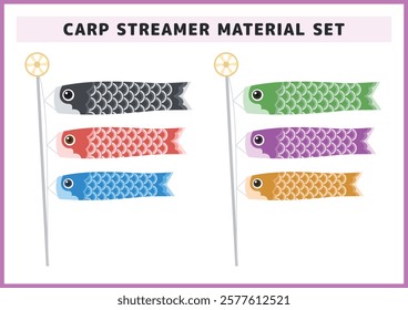 Children's Day - Carp streamer illustration material set