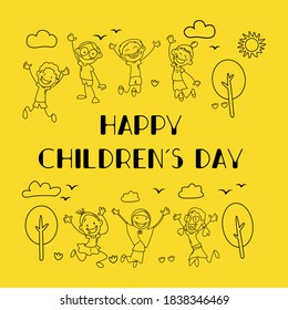 Children's Day celebration design illustration vector Background. International Friendship outdoor activity