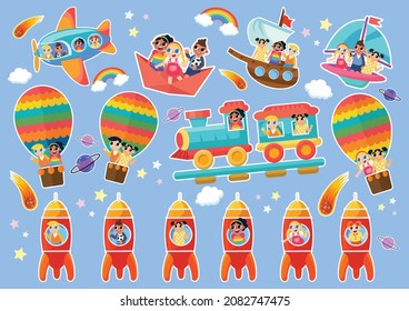 Children's day cute elements 
vector